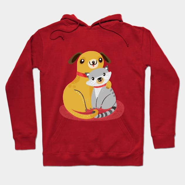 Cat and dog Hoodie by Mjdaluz